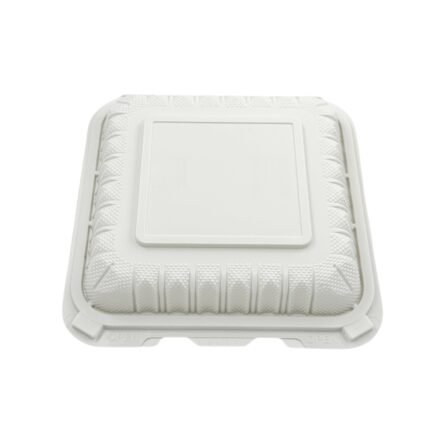 MFPP-8x8 Inches 150PCS Disposable To Go Box Containers 1Compartments Takeout Food Trays Microwave Safe Hinged Lid Hybrid Polypropylene (GA-108)