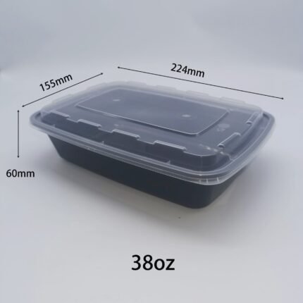 38oz Food Storage Containers with Clear Lids – Stackable & Leak-Proof Plastic Meal Prep Containers (GA-073)
